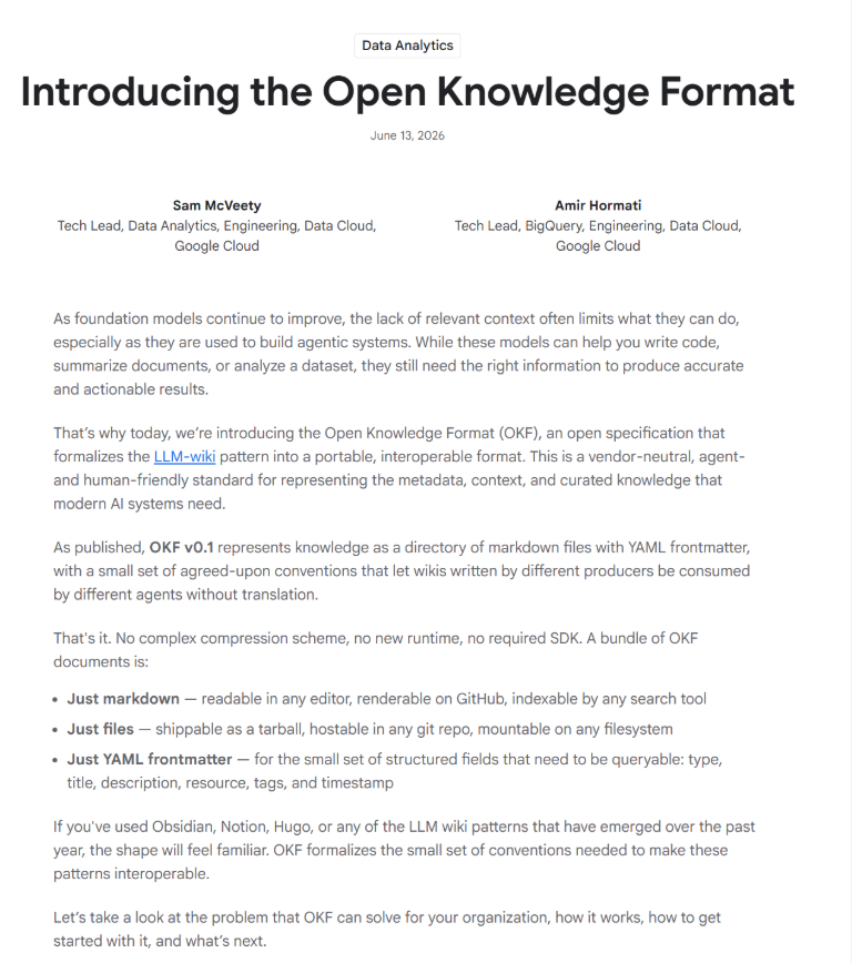 Google Cloud Introduces the Open Knowledge Format (OKF) | Vivax News